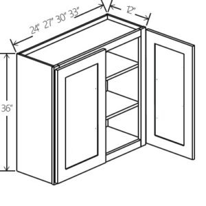 Gray Shaker Wall Cabinet Double Doors | 24"-36"W x 36"H x 12"D