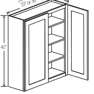 Gray Shaker Wall Cabinet Double Doors | 24"-36"W x 42"H x 12"D