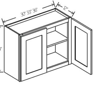 Gray Shaker Wall Cabinet Double Doors | 30"-36"W x 24"H x 12"D